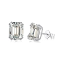 Elegant S925 sterling silver stud earrings with emerald cut cubic zirconia stones - Rectangle 8x10mm
