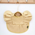 Waterproof baby bib with wing sleeves and crumb catcher pocket in mustard yellow finish - Wings - Gold / One Size