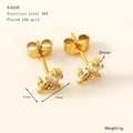 Elegant 18k gold plated stainless steel stud earring with heart zircon and crystal detail - Geometric Zirconia Style (S-E220)