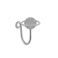 Close-up of silver Saturn nose cuff with shimmering cubic zirconia stones inlay - Saturn Shape Style (FNN3111820)