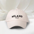 Adjustable MILANO ITALY embroidered cotton baseball cap in beige with minimalist outdoor style - Beige
