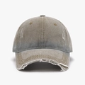 Gorra de béisbol vintage de algodón lavado verde militar con detalles desgastados - Ajustable / Caqui