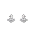 Pendientes de corona geométrica en plata de ley S925 con circonita de corte marquesa - Plata 925 / Color Plata de Ley 925