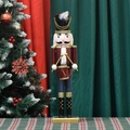 50cm wooden nutcracker king with red body, drum, and white feathers for Christmas - Red Body Blue Legs Drummer / 50cm