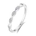 Minimalist S925 sterling silver wavy ring with pavé zircons in a 45-degree angle view - US 6 / Fdjz-263 / White Gold
