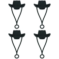 Set of four black silicone cowboy hat straw covers with a 2x2 grid layout on white background - Set of 4 / Lanyard Cowboy Hat Black