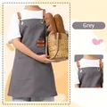 Waterproof grey canvas apron for kids with brown leather straps and large front pocket - Kids / Gray