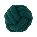 Deep emerald green knotted ball pillow made of soft sherpa fleece fabric - Dark Green