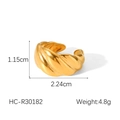 Macro detail of gold croissant ring showing dimensions 1.15cm width and 2.24cm diameter - Croissant Threaded Style (HC-R30182)