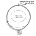 Collana a strati d'argento con cuore fuso e ciondolo a croce con specifiche dimensioni - Argento
