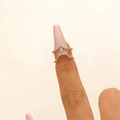Golden double-layer nail ring with sparkling zircons and a teardrop-shaped centerpiece - Teardrop Main Stone Double Ring (A-669)