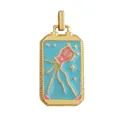 Rectangular gold-plated copper tarot pendant with blue enamel and pink octopus - M801143-Light Blue
