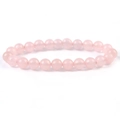 8mm natural pink quartz beaded bracelet with translucent stones on elastic cord - 8mm / Rose Quartz