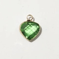 Colgante de corazón dorado con gema verde esmeralda para crear collares y pendientes - Dorado-Agosto