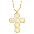 Gouden Sint-Benedictus kruis ketting met gekleurde zirkonia in Hip Hop stijl - Religieus Icoon Kruis