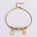 Pulsera clásica de cadena de serpiente dorada con moneda australiana y nácar blanco - Dorado