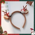 Brown reindeer antler headband with plush fabric and red berries for Christmas - 22# Coffee Antlers with White Lamb Wool