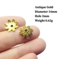 Detalle de capuchón de flor de 14mm en oro antiguo con textura metálica en relieve para joyas - 1# Oro Viejo