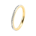 Elegant gold-plated titanium steel eternity ring inlaid with sparkling clear crystals - Size 5 / 2.5mm Rhinestone Style / Gold