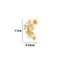 Golden titanium steel cartilage earring with marquise zircon and a small white pearl - Pearl Flower Branch (6#) / Gold Yellow