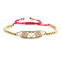 Adjustable red string bracelet with gold plated beads, smiley faces and heart charm - Gold Copper Beads Red Rope