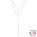 Collier double rang en argent sterling s925 avec pierres et pendentif goutte d'eau - BQN11-2 Rangs Zircon Goutte / Doré