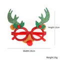 Christmas glasses with red glitter frame, green antlers and ears measuring 19cm by 13cm - Red Frame Green Long Antlers