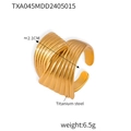 18K goudvergulde titanium stalen ring met gestreept textuurontwerp en open band - Ring / Goud