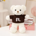 Weißer Teddybär-Plüsch mit dunkelbraunem Strickpullover und weißem Buchstaben R - Weiße Bär (Dunkelbrauner Buchstabe R Pullover)