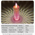 Pink ribbed LED electronic candle light with 6.3x18cm plastic body and flame effect - 6.3*18cm Diamond Pink Large with Base