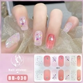 Detailed view of BB-030 5D nail stickers featuring pink gradient and butterfly patterns - Style BB030