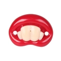Funny silicone baby pacifier with red lips and rabbit teeth design and air vents - Red Flame Teeth - Style A