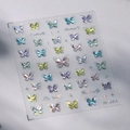 Holografische Schmetterling 3D Nagelsticker M-503 mit Goldprägung und Sternmustern - M503 Silberprägung Glasfragment Schmetterlingsstil