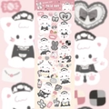 Detail of pink maid cat cartoon stickers with cute dessert and bow patterns for DIY journaling - Maid Cat