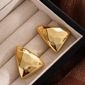 Irregular triangular gold stud earrings with a hammered texture finish for a vintage look - Gold Triangle Buckle