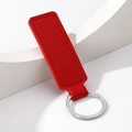 Minimalist red leather business car keychain with premium silver metal ring and fine stitching - Rectangle / Red