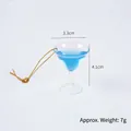 Miniature blue cocktail cup pendant with golden rope hanging accessory for bags - Golden Lanyard / Blue