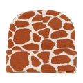 Winter knitted beanie with brown and white giraffe pattern and fold-over cuff design - M (56-58cm) / Giraffe Pattern