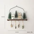 Nordic Christmas wood house wall decor with HOME sign and snowy cedar trees - Large HOME Sign