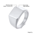 Polished silver signet ring in stainless steel with a square flat top for men - US 6 / Square Signet Style / Steel