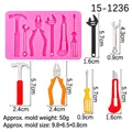 Pink silicone mold for mini hardware tools like hammers and wrenches for cake DIY - Style 3 (15-1236) / Pink