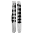 White over-knee socks with black checkered diamond patterns for Halloween party outfits - One Size / White Socks with Black Diamond