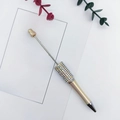 DIY beadable ballpoint pen in golden finish with sparkling multi-colored rhinestones - Colorful Khaki Beige