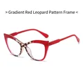 Retro cat eye glasses frame with gradient red and dark leopard print finish - Red Leopard Gradient
