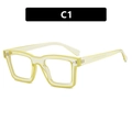 Modern square TR90 eyeglasses in transparent pale yellow finish, model C1 - TR90 Anti-Blue Light / Transparent Milky Yellow