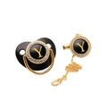 Detailed view of luxury black and gold pacifier with letter Y and rhinestone accents - Letter Y