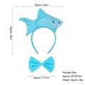 Blue sequined fish headband and bowtie set with dimensions of 24cm for ocean costumes - 3D Blue Goldfish Headband + Bowtie Set