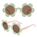 Floral petal frame sunglasses for women in mint green and pink with brown lenses - P13-Mint Green Pink Temple
