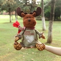 Christmas reindeer burlap gift bag with heart window and Merry Christmas embroidery - Elk