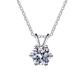 Classic 1 carat D color moissanite necklace in S925 silver with a 6-claw pendant setting - 【Super Shiny Zirconia】1 Carat / Silver